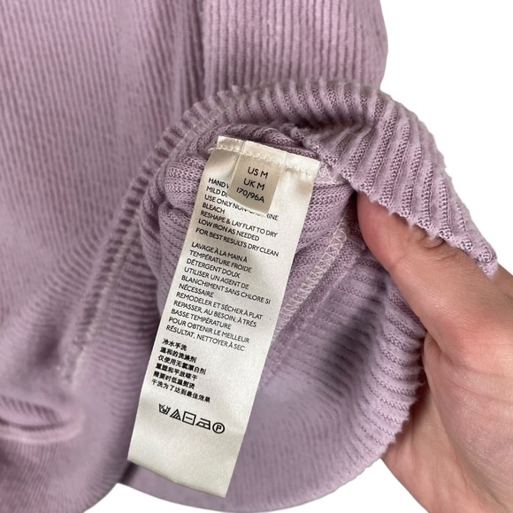 We The Free Lavender Knit Sweater with Multicolor Crochet Sleeves Size M - Picture 5 of 7